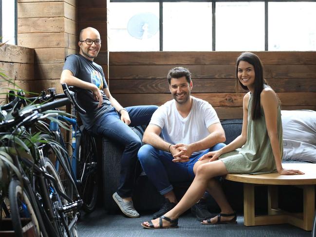 Canva co-founders Cameron Adams, Cliff Obrecht and Melanie Perkins. Source: Supplied