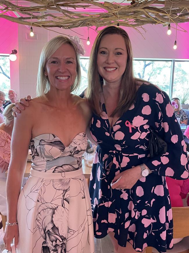 (L-R) Trish Szychter and Felicity Rayner enjoying the Melbourne Cup at Jensens Restaurant in Kareela Village. Picture: Ashleigh Tullis