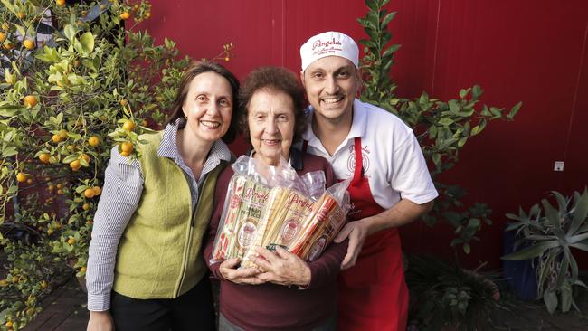 Anita, Val and Michael Cazzolato at Angelo’s Pasta. Picture: Mark Cranitch