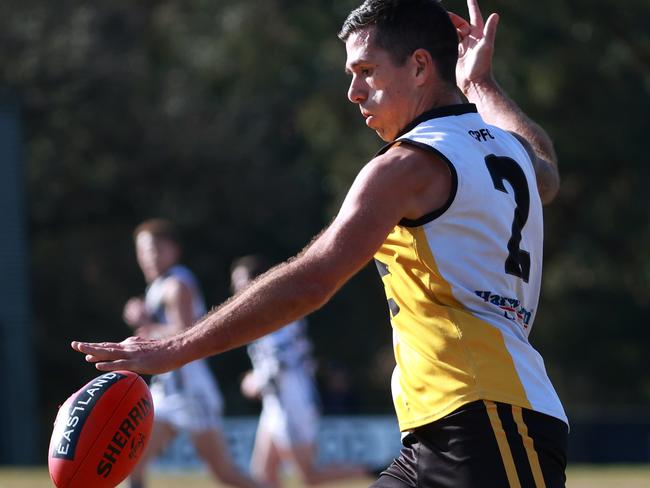 EFNL 2023: Chirnside Park v Scoresby: Leigh Odermatt of Chirnside Park at East Ringwood Reserve on August 20, 2023 in Ringwood East, Australia.Picture: Hamish Blair