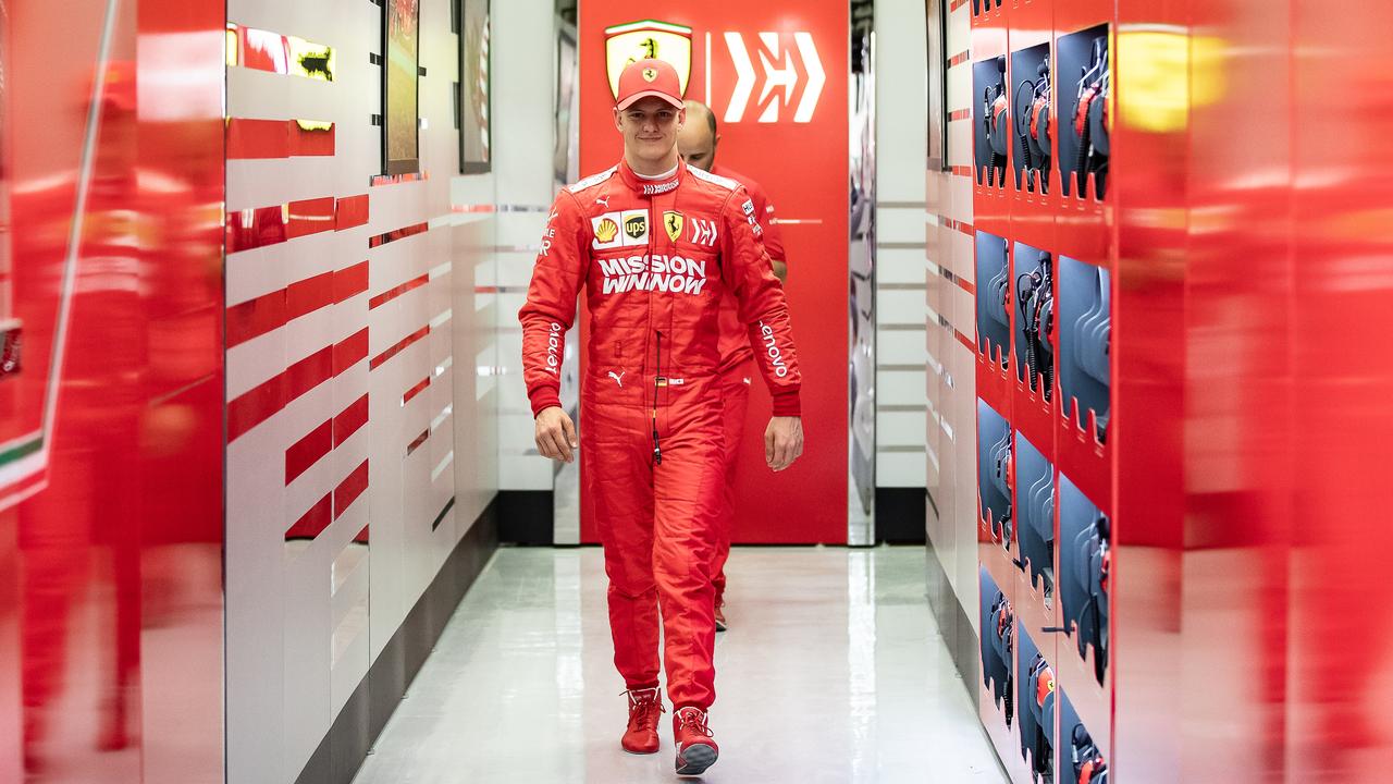 Mick Schumacher stepped out in the famous red overalls to drive for his father’s team for the first time.