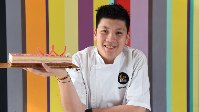 Bernard Chu with his famous Lollybag cake that featured on Master Chef. Picture: Josie Hayden