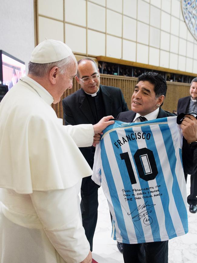 Diego Maradona meets Pope Francis in the Vatican