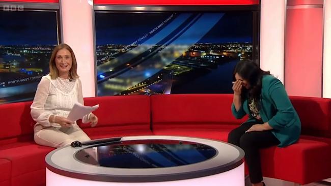 It came as anchor Annabel Tiffin quizzed Kawser Quamer about her weekend plans. Picture: BBC