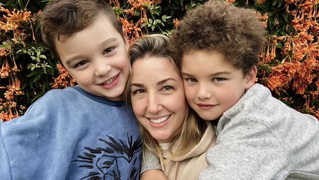 Jules Sebastian with children Archer and Hudson.