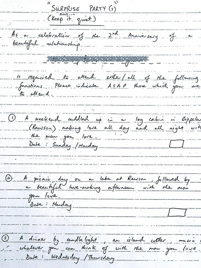 The love letter from tennis coach Gavin Hopper that was key evidence in his case. Picture: Craig Hughes