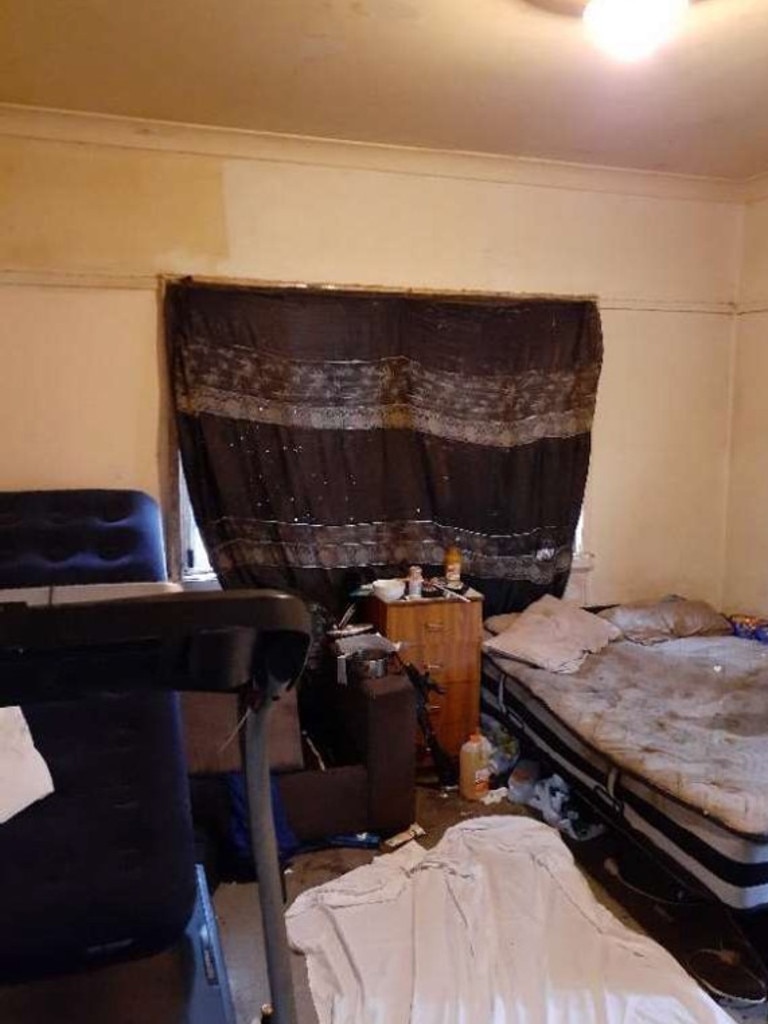 The father's bedroom in the home is seen in squalid condition. Picture: Supplied