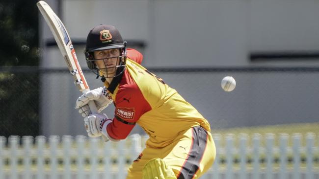 Premier: Patrick Rowe batting for St Kilda. Picture: Valeriu Campan