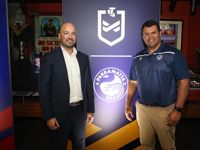 Eels boss Jim Sarantinos (left) with Dean Widders (right). Credit: Supplied.