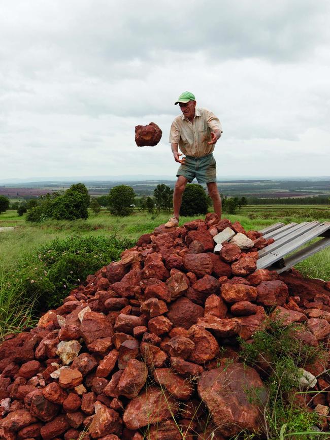 Larsen adds to his pile of rocks. Picture: John Dalton