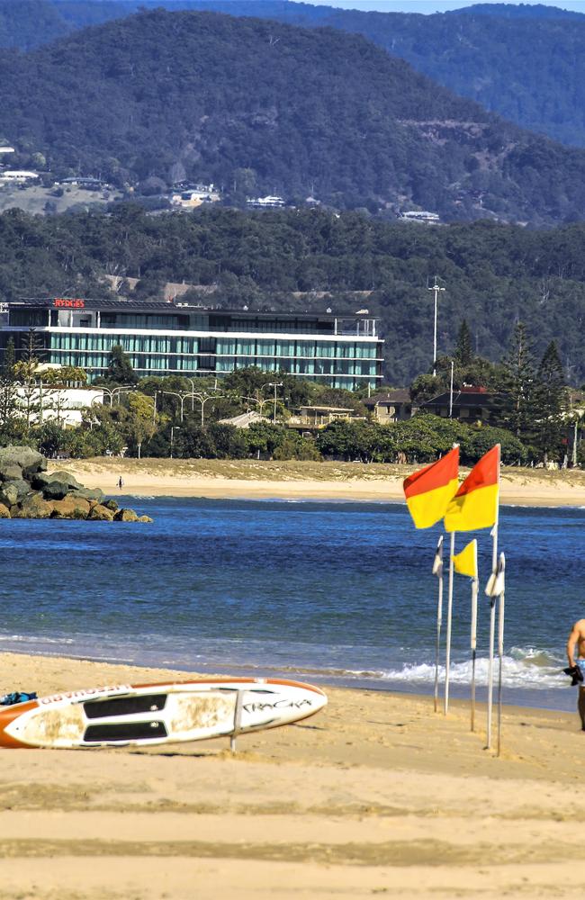 The Rydges Gold Coast Airport hotel seen from the beach.