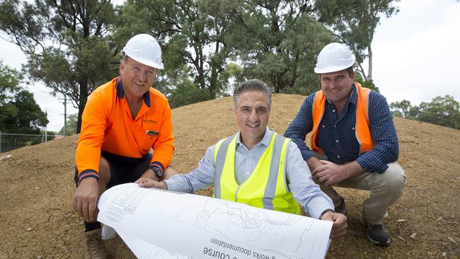 Fairfield City Mayor Frank Carbone with two site managers.