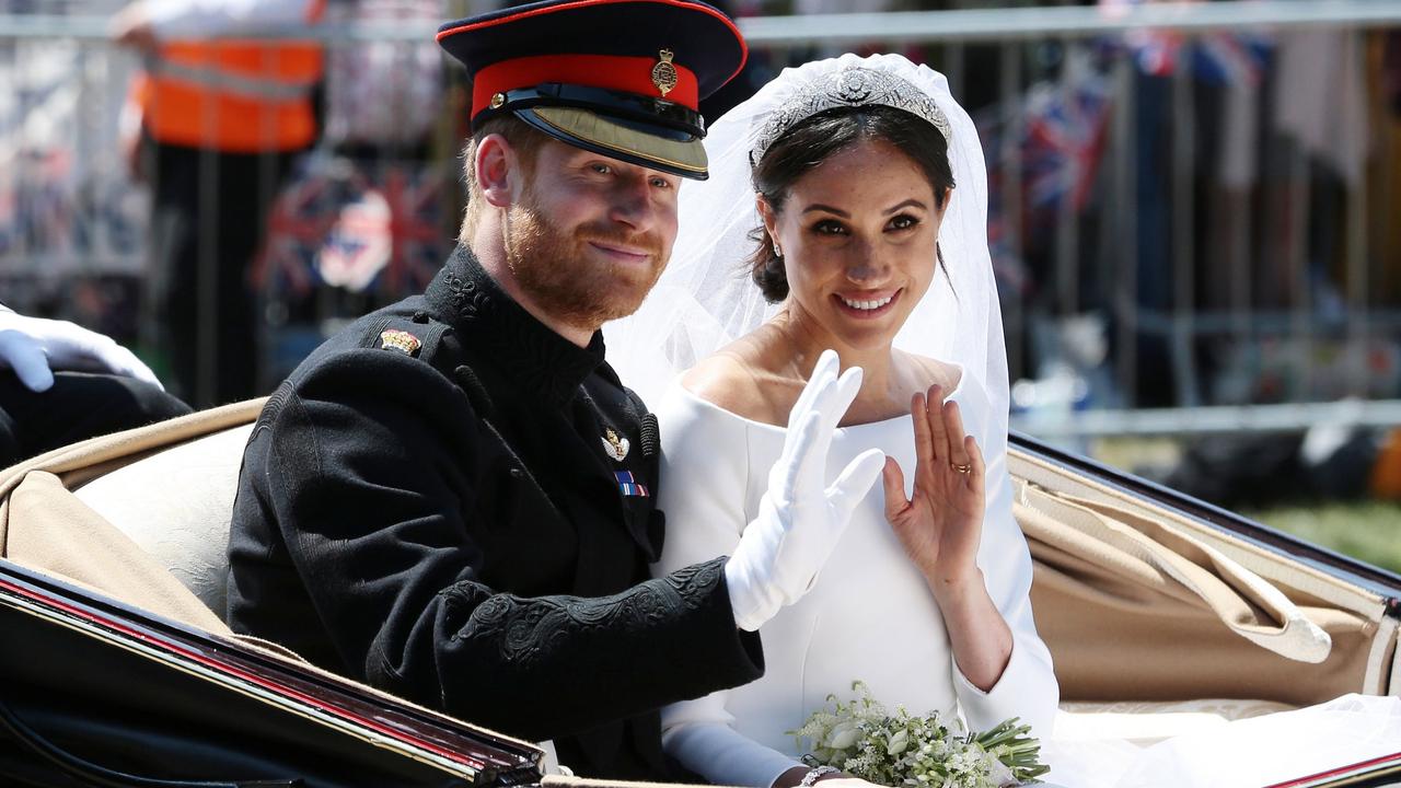 Prince Harry, Duke of Sussex and Meghan, Duchess of Sussex at their May 2018 Windsor wedding. Picture: Aaron Chown/WPA Pool/Getty Images