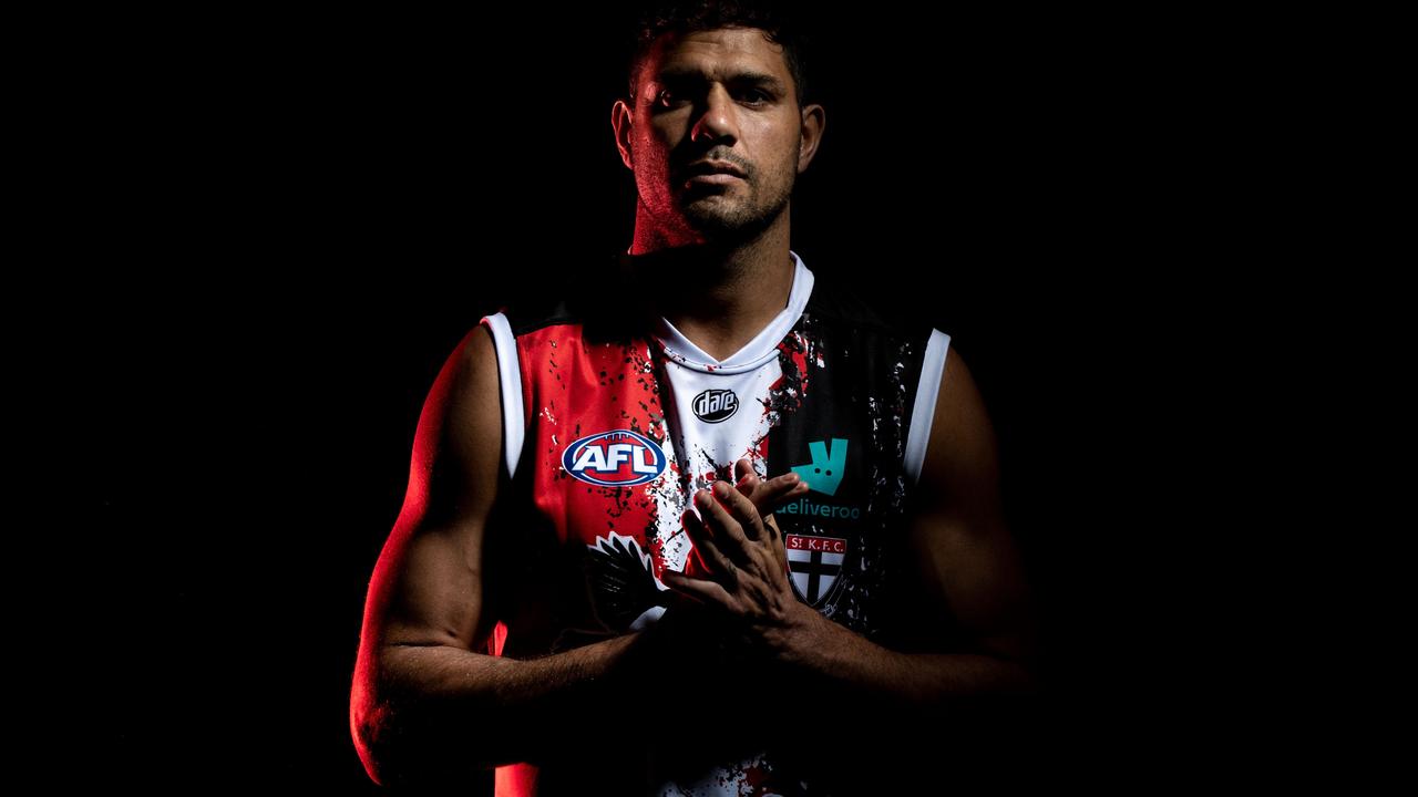 Proud Noongar man Paddy Ryder in the Saints’ Indigenous guernsey. Picture: Getty Images