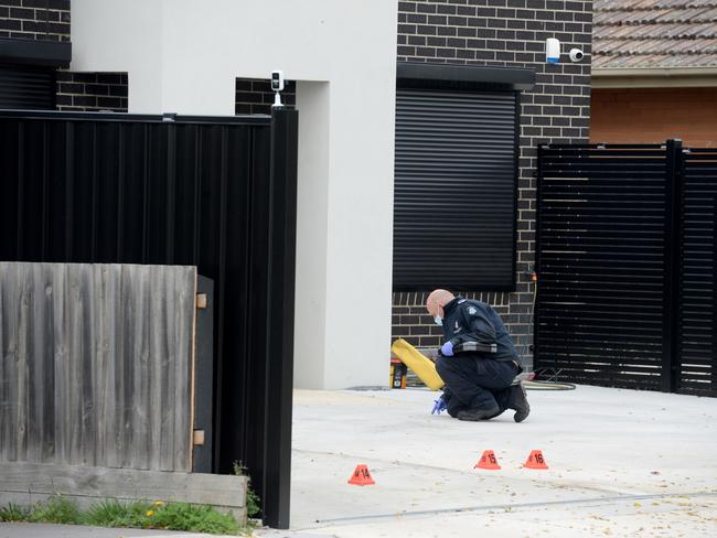 Some 17 bullets and casings were collected outside the home. Picture: Andrew Henshaw