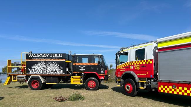 The decommissioned Fire and Rescue truck donated to the Yurruungga Aboriginal Corporation (YAC).