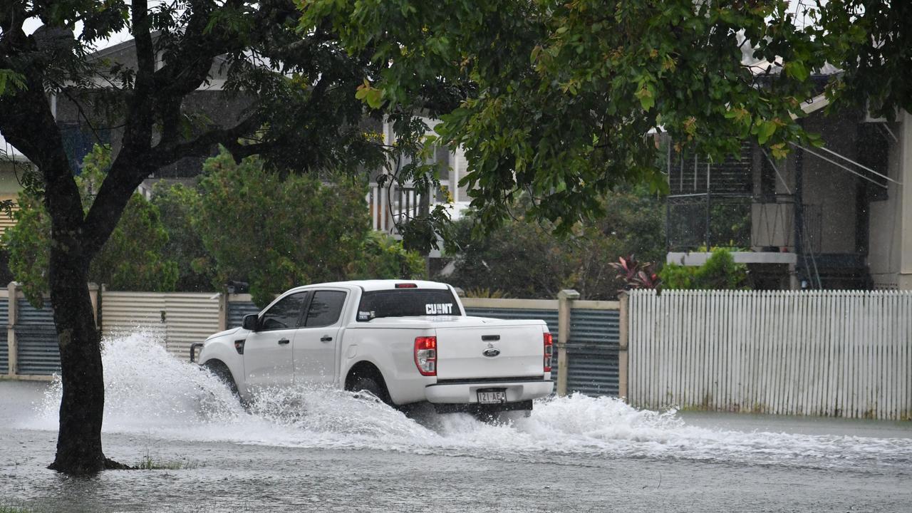 Widespread surface flooding has impacted parts of Ingham on Tuesday, with the flooding Seymour River cutting the Bruce Highway to the north of the Hinchinbrook town. Picture: Cameron Bates