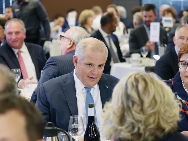 The Prime Minister speaking with Laura Tingle at the National Press Club of Australia in Canberra. Picture: NCA/ Gary Ramage