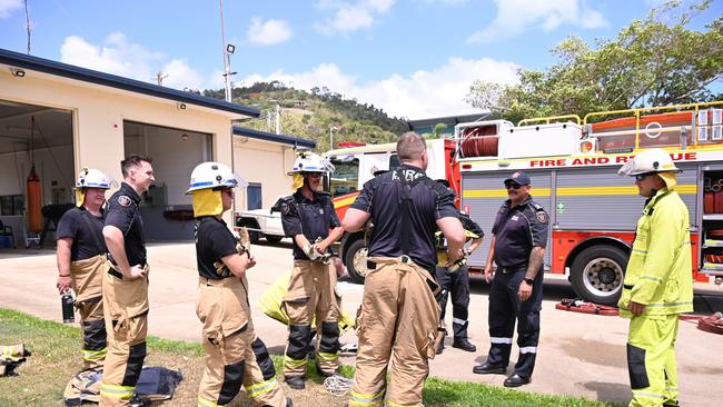 Airlie Beach firefighters at the last 2023 combined training with full time staff and auxiliairies on December 9. Picture: Jason Ng