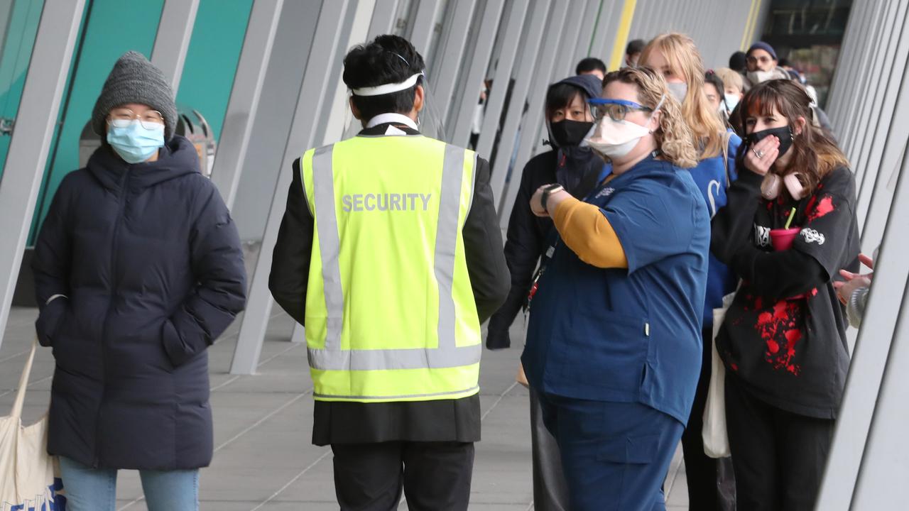 Staff at the centre turned people away on Thursday after they’d been waiting hours. Picture: NCA NewsWire / David Crosling