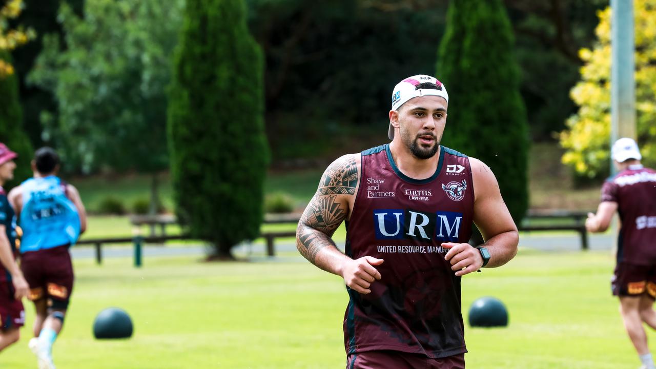 Sea Eagles forward Josh Aloiai at Manly training. Credit: Sea Eagles Digital