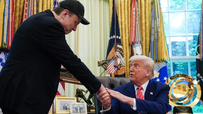 Donald Trump and Elon Musk shared a close working relationaship until their very public falling-out this week. Picture: AFP