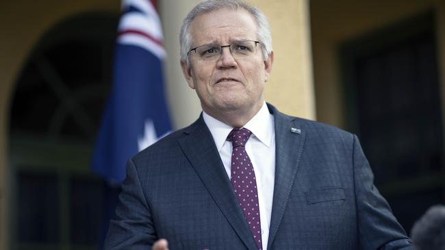 Scott Morrison addresses the media. Picture: NCA NewsWire / Gary Ramage