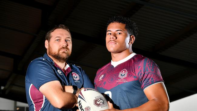 Ipswich SHS coach Josh Bretherton and his captain Josiah Pahulu. Picture, John Gass