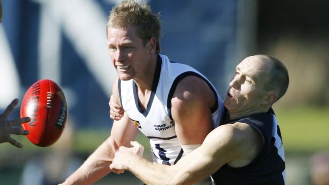 Ben Jordan tackles a player. Picture: Supplied.