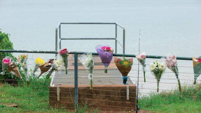 Tributes to the victim at the scene of a fatal fall from the Esplanade Cliffs. Picture GLENN CAMPBELL