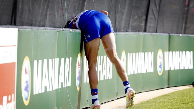 James O’Donnell fetches the ball from over the fence at Mars Stadium, where half the ground is being redeveloped. Picture: Michael Klein
