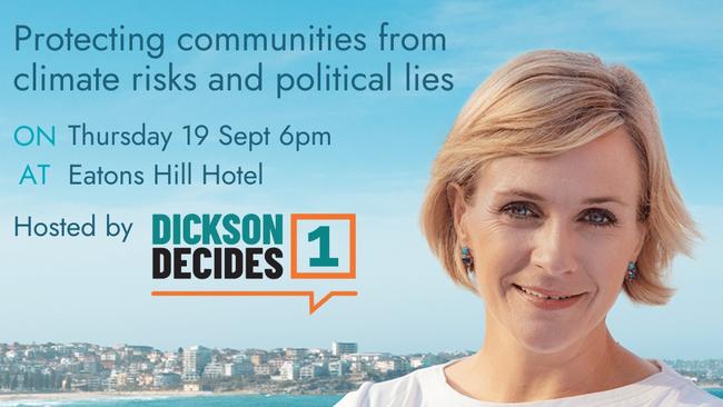 Teal MP Zali Steggall hosts an event in Peter Dutton's electorate of Dickson this week. Picture: Supplied.