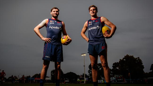 Attacking threats Cam Taheny (left) and Ben Jarvis at Norwood Oval. Picture: Matt Turner.