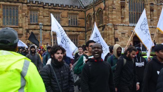 Protest at the University of Sydney pro-Palestine encampment.