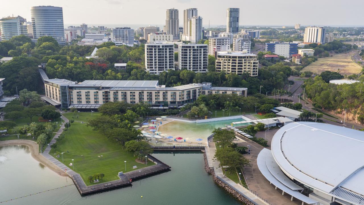 Aerial view of Darwin's Waterfront Precinct.