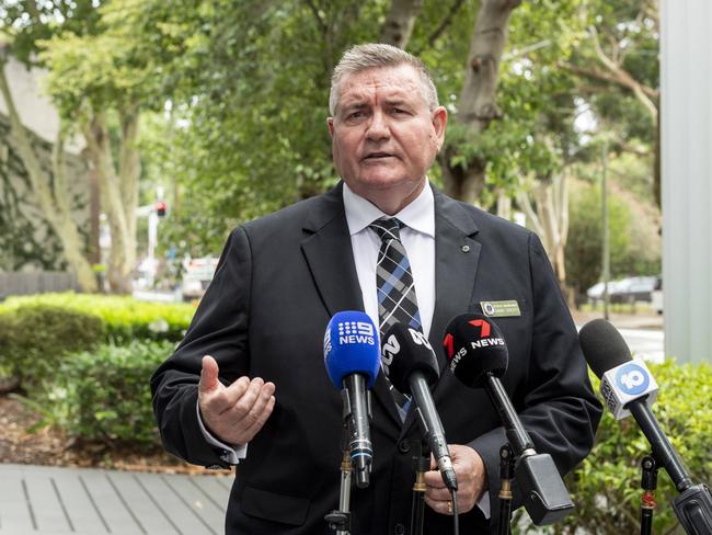 Detective Superintendent Danny Doherty, Commander of State Crime Command's Homicide Squad outside Mascot Police Station on Saturday. Picture: NewsWire/ Monique Harmer