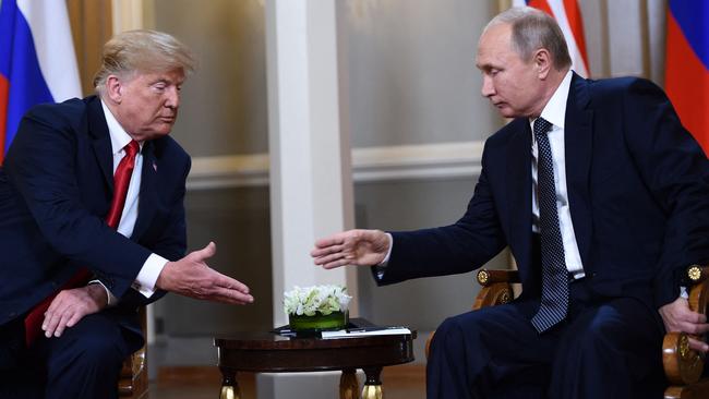 US President Donald Trump and Russian President Vladimir Putin in Helsinki, July 2018. Picture: Brendan Smialowski / AFP