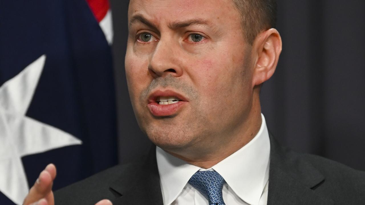 Josh Frydenberg announcing the Final Budget Outcome today. Picture: AAP/Lukas Coch