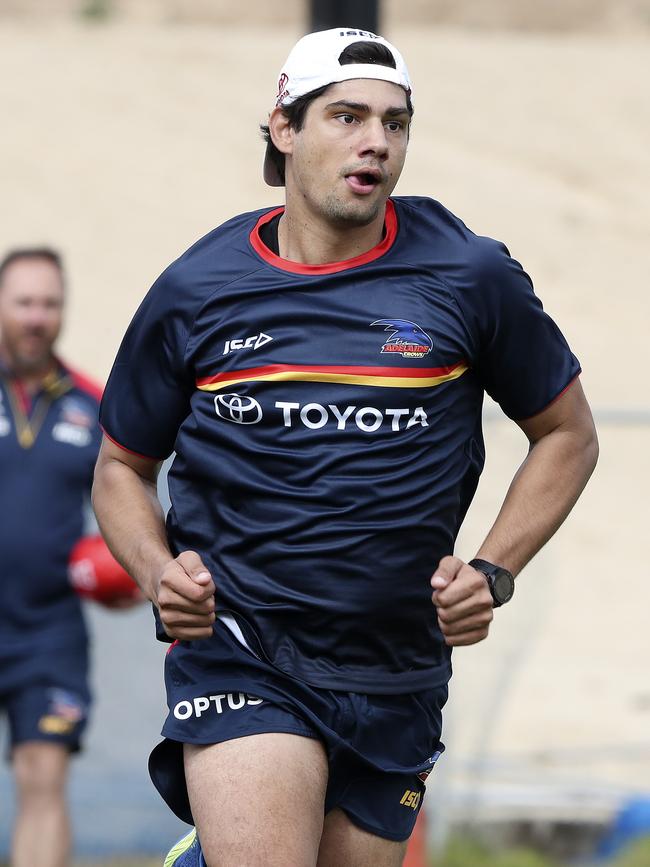 Shane McAdam during pre-season training with the Crows. Picture: Sarah Reed