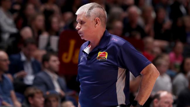 Adelaide Lightning coach Chris Lucas during the WNBL grand final series against Canberra. Picture: Kelly Barnes (AAP).