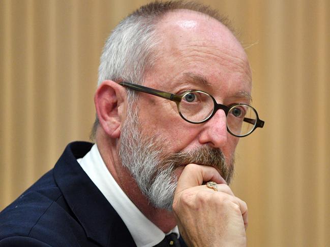 ABC Head of Editorial Policy Alan Sunderland appears at a Senate estimates hearing at Parliament House in Canberra, Tuesday, October 23, 2018. (AAP Image/Mick Tsikas) NO ARCHIVING