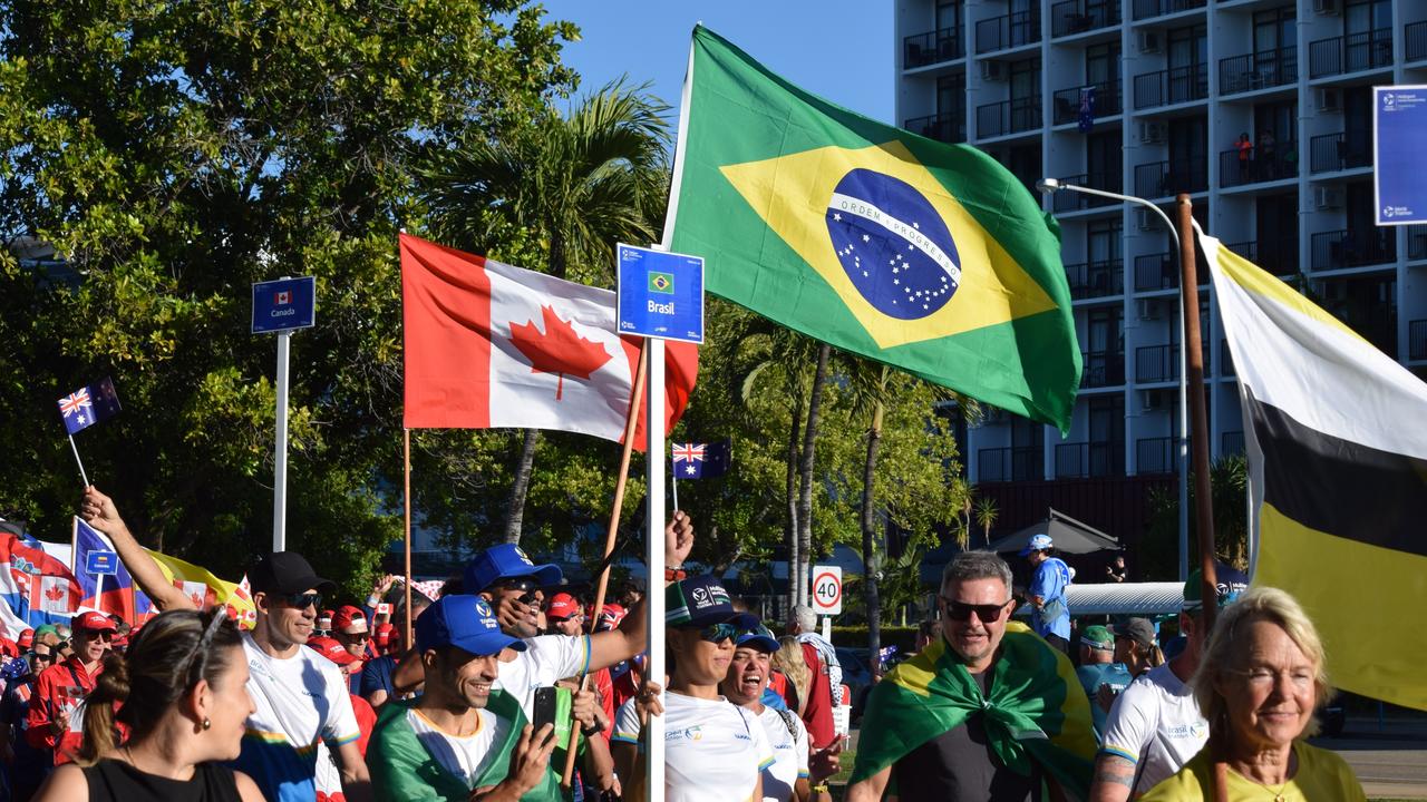 Parade of Nations at The Strand, Townsville for the 2024 World Triathlon Multisport Championships. Picture: Nikita McGuire