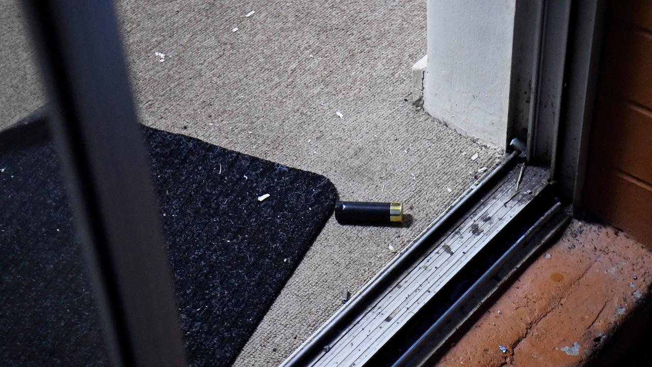 A bullet on the ground at the back of the Palms Motel. Picture: Keri Megelus