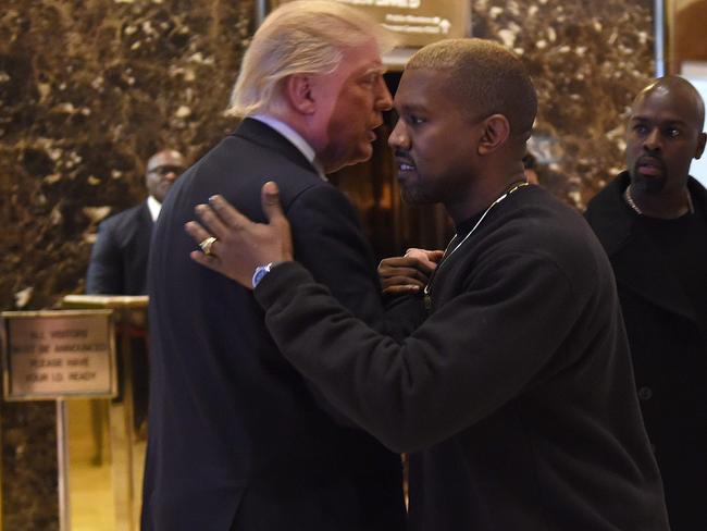 Singer Kanye West and Donald Trump. Picture: AFP