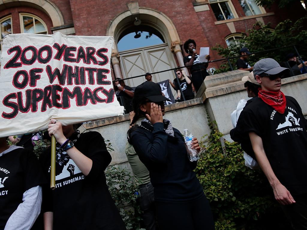 Protesters marking the one year anniversary in Charlottesville, Virginia. Picture: Win McNamee/Getty Images