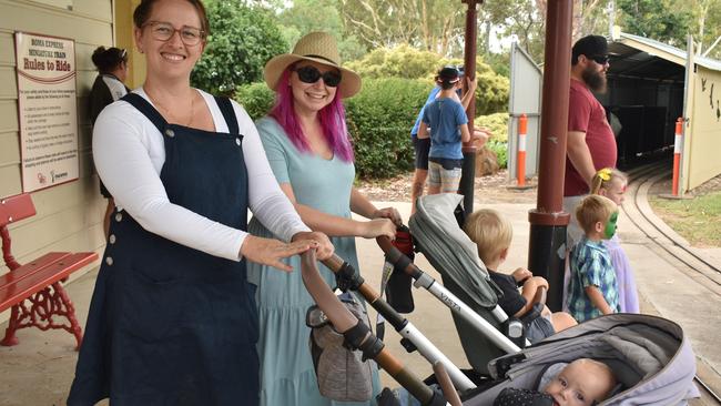 Alisa Walker, Aiva Reisz, Colt (back right) and Dale (front right) at the Great Australian Bites Australia Day event 2023. Picture: Chloe Cufflin.