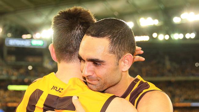 Shaun Burgoyne and Luke Hodge were both up there in the Hawks’ B&amp;F. Picture: Mark Stewart