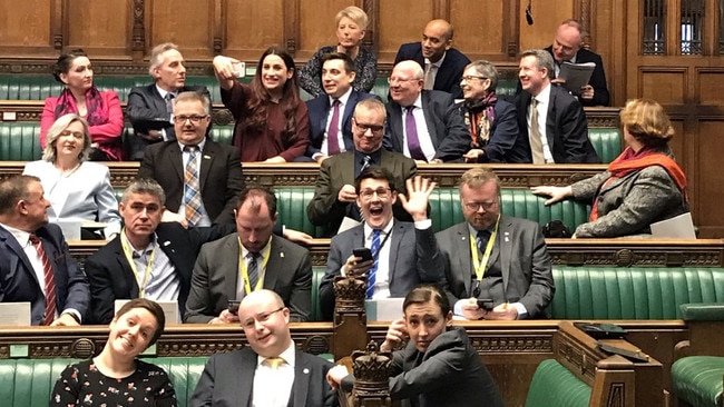 The Labour MPs sitting together as a group in the Commons.