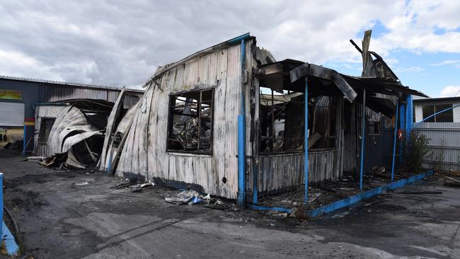 Fire aftermath at 385-387 Hobart Rd, Youngtown, January 22, 2023. Picture: Alex Treacy