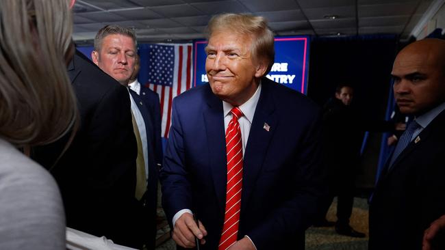 Donald Trump signs autographs in Laconia, New Hampshire. Picture: AFP